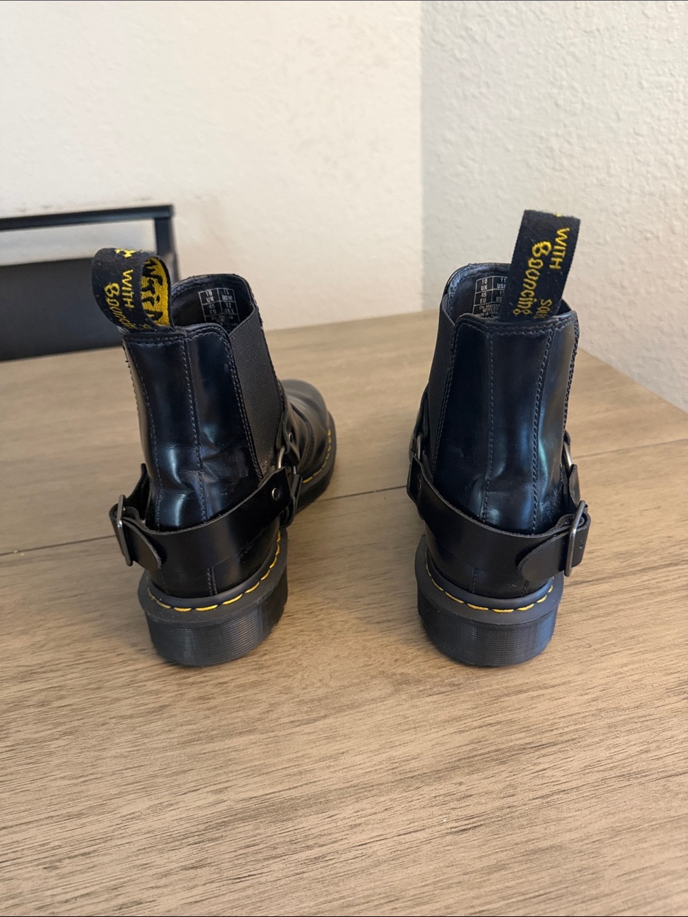 Dr Martens Wilcox Chelsea Harness Boots with Yellow Stitching - Picture 4 of 5